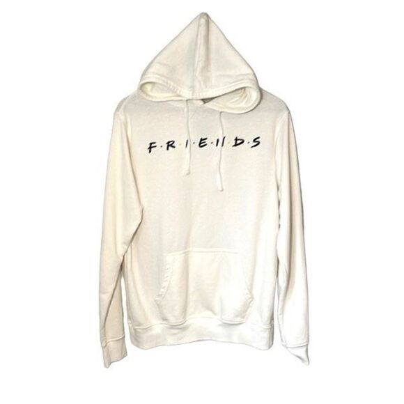Friends Womens Pullover Hoodie Sweatshirt‎ Long Sleeve Drawstring White Small - Picture 1 of 7